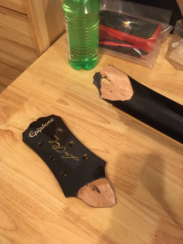 Epiphone Standard Les Paul — reparație grif rupt