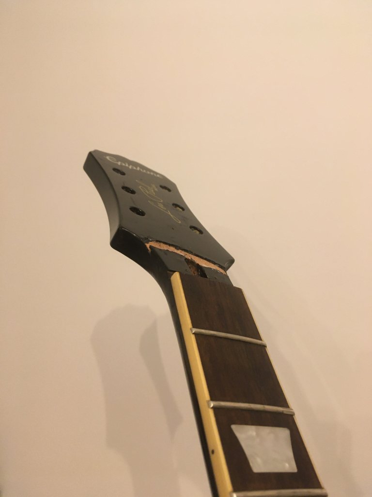 Epiphone Standard Les Paul — reparație grif rupt